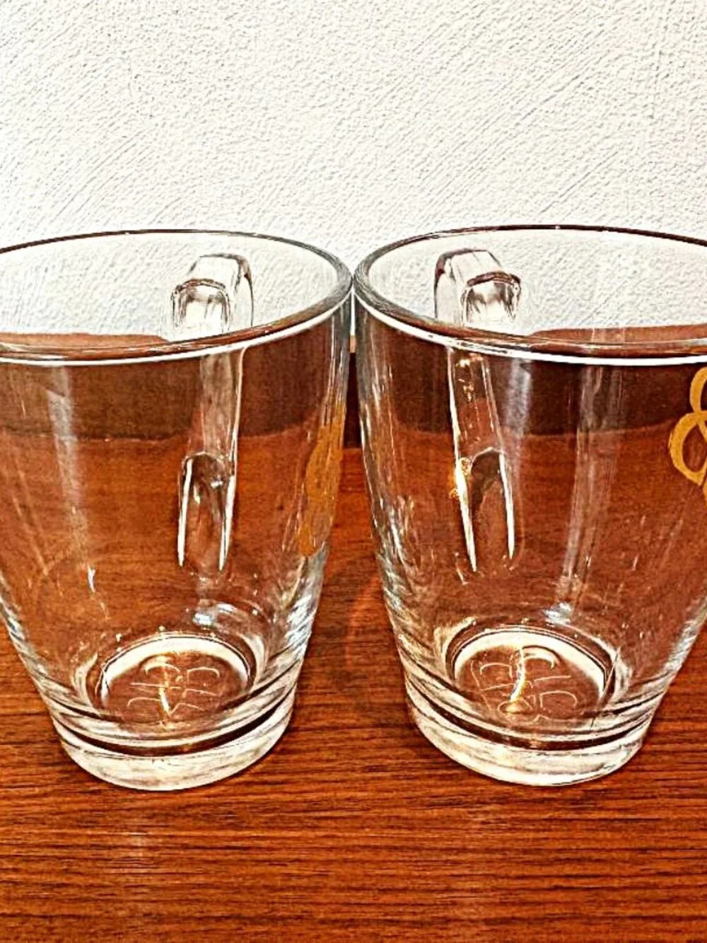 Vintage Baileys Irish Cream Clear Glass Coffee Mugs Gold 